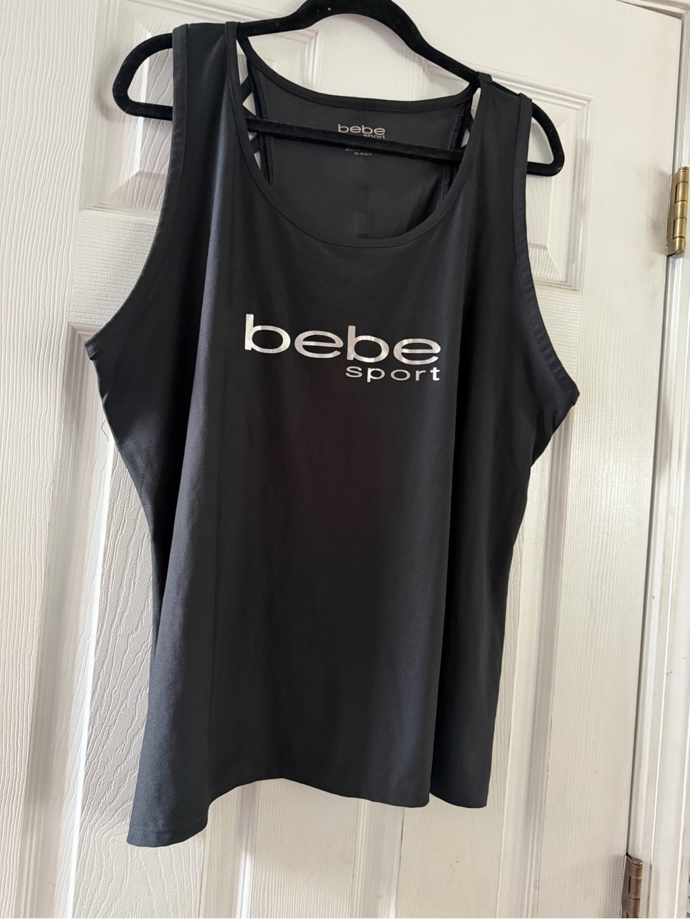bebe Black Logo Racerback Tank Top